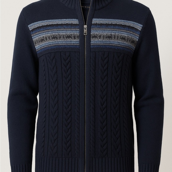 Banana Republic Other - Banana Republic Italian Yarn Full Zip Men’s Sweater XL Fair Isle & Cable Knit